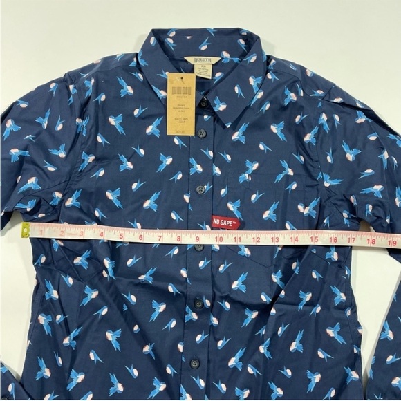 New Duluth Wrinklefighter Button Front Shirt Blue Bird Print - Picture 6 of 6